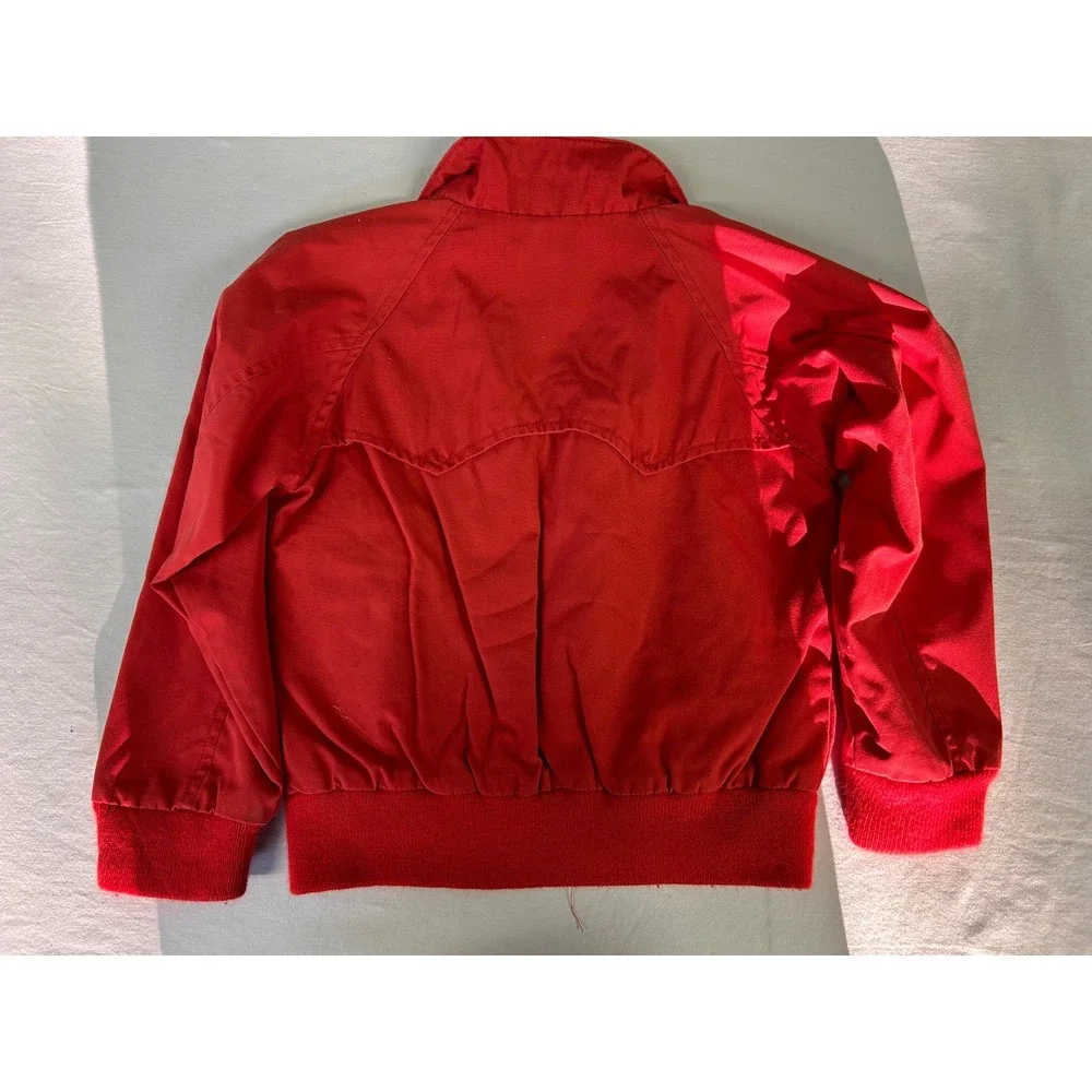 Vintage Michael Hemings Kids Red Harrington Jacket Plaid Lined Bomber Size 6